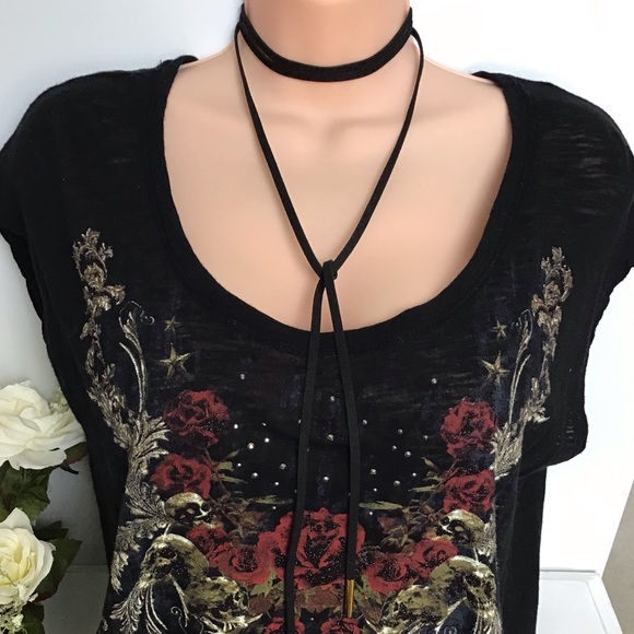 Jewelry - 🖤Sexy Black Suede Lariat Choker Grungecore Necklace